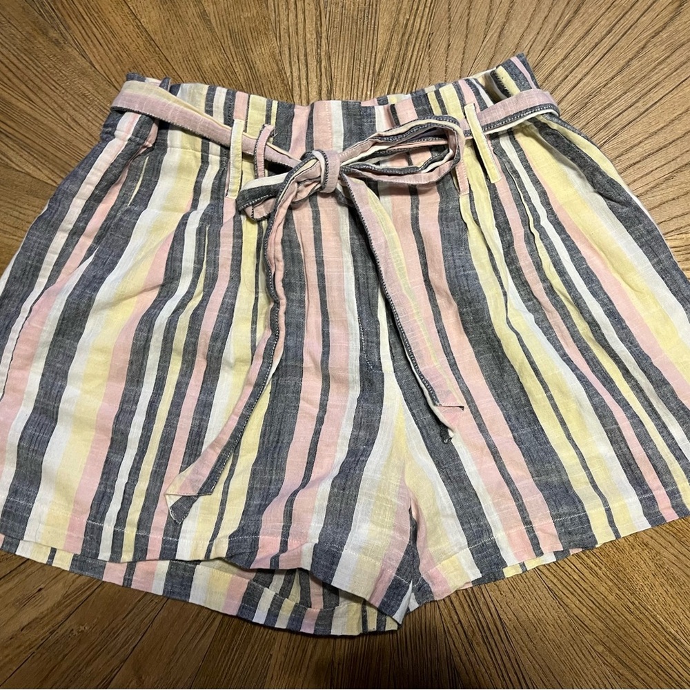 Altar’d State Women’s High Waist Striped 100% Cotton Light Summer Shorts L
